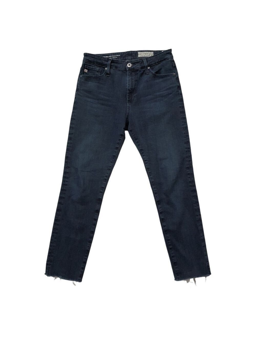 AG High-Rise Stevie Ankle Slim Straight Jeans Dark Blue Size 27